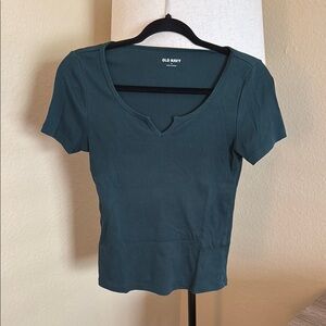 Old Navy Green Fitted Crop T-Shirt